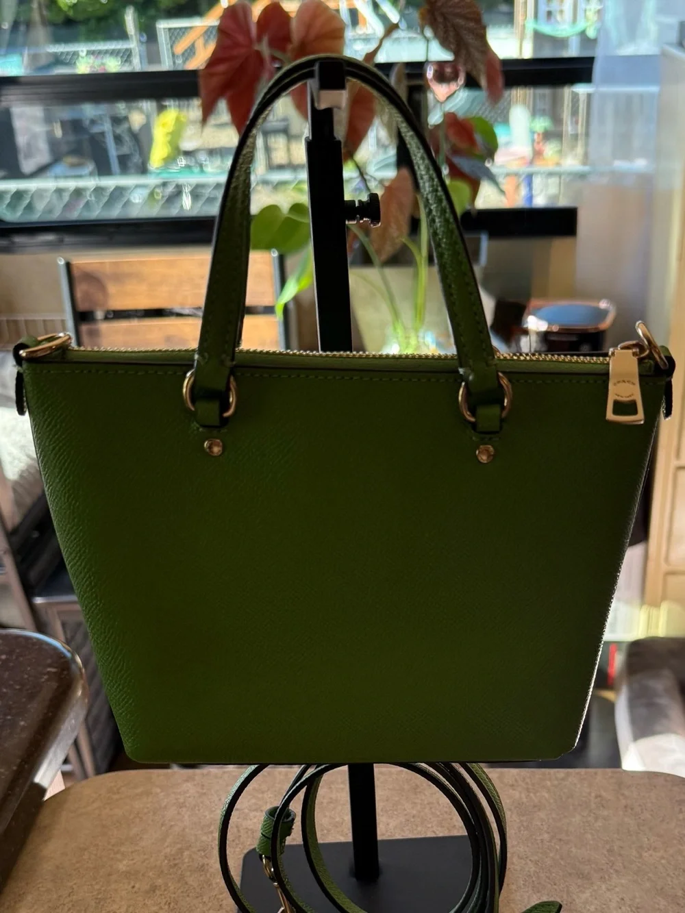 Coach Green Saffiano  Leather Mini Gallery Tote with Crossbody Removable Strap - Picture 3 of 4